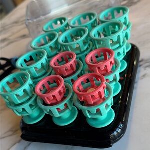 Clairol Lock 'n Roll Hair Rollers - 20 Teal and 4 Pink BT-1 Pageant